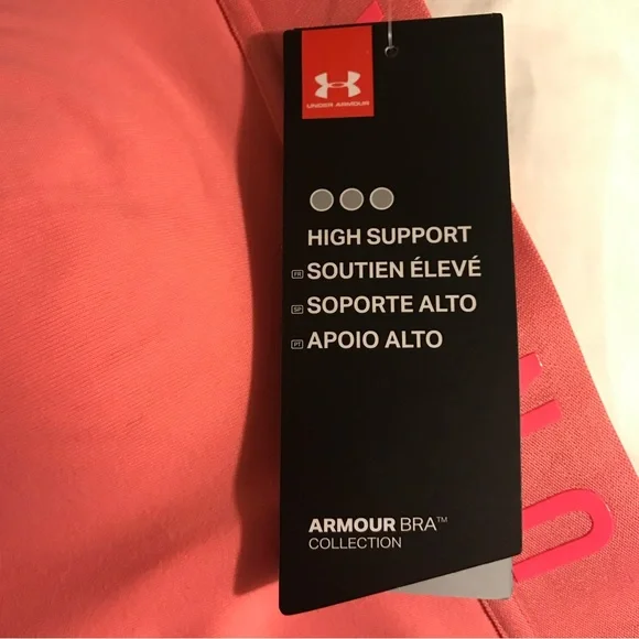 Under Armour Padded High Support Sports Bra Pink Extra Small - Picture 6 of 6
